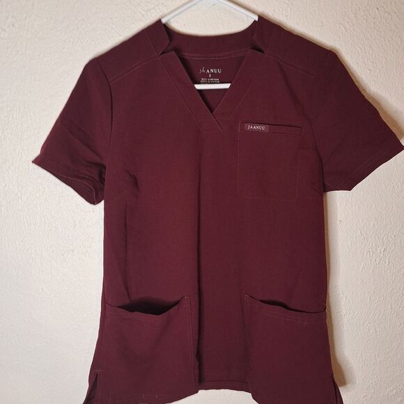 Jaanuu Helia Notched V Neck Scrub Top - Picture 2 of 4